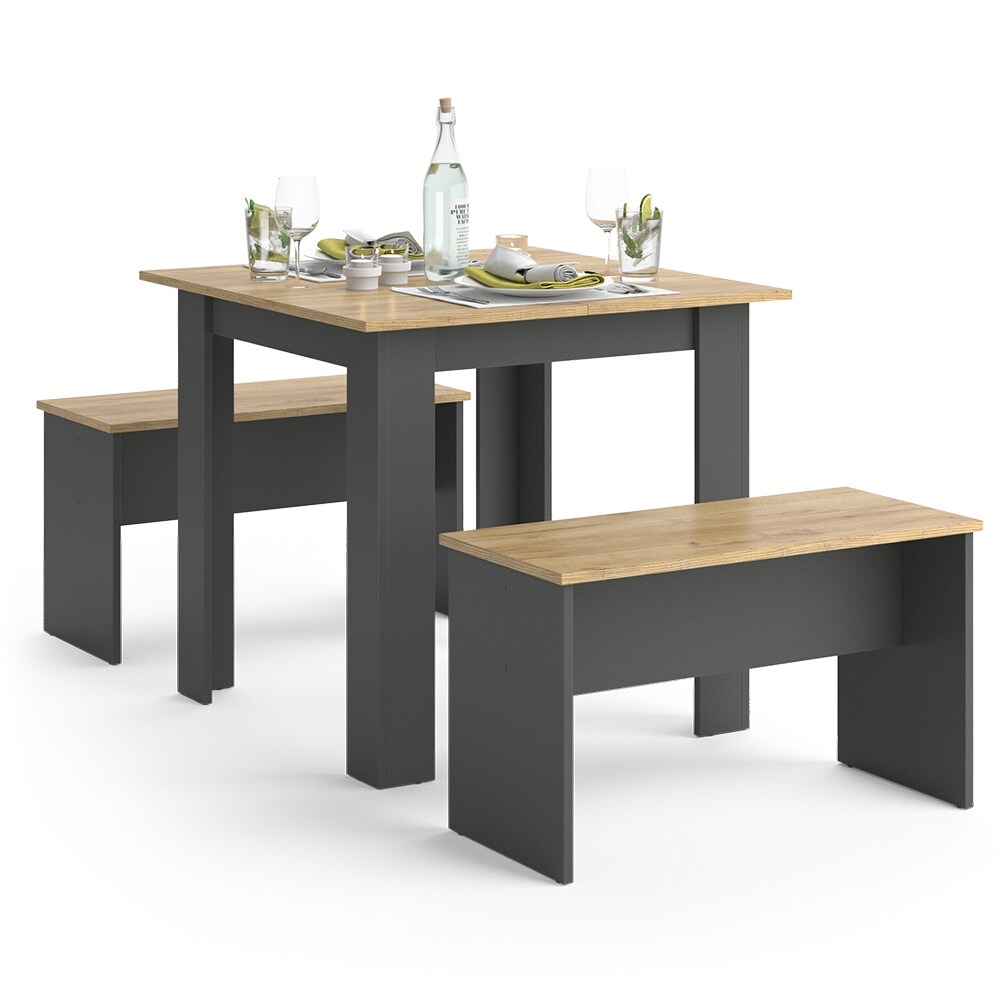 Vicco Tischgruppe Sitzgruppe Esszimmer Sentio Esstisch Anthrazit Eiche 80 cm
