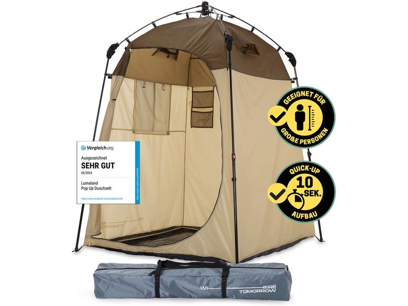 Where tomorrow Duschzelt Pop Up – Braun 220 x 155 cm Camping-Duschzelt