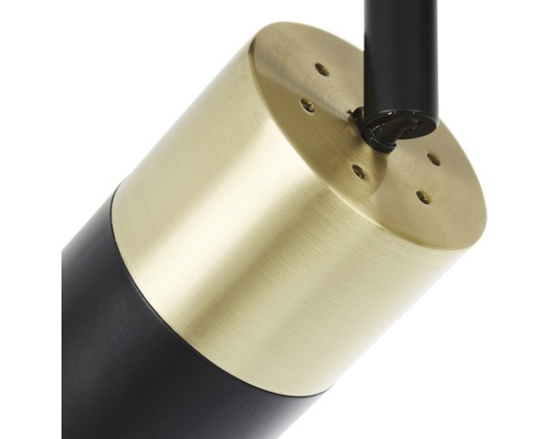 Plafondspot, 4-lichts, HxL 16,8x76,5 cm, geborsteld messing/zwart