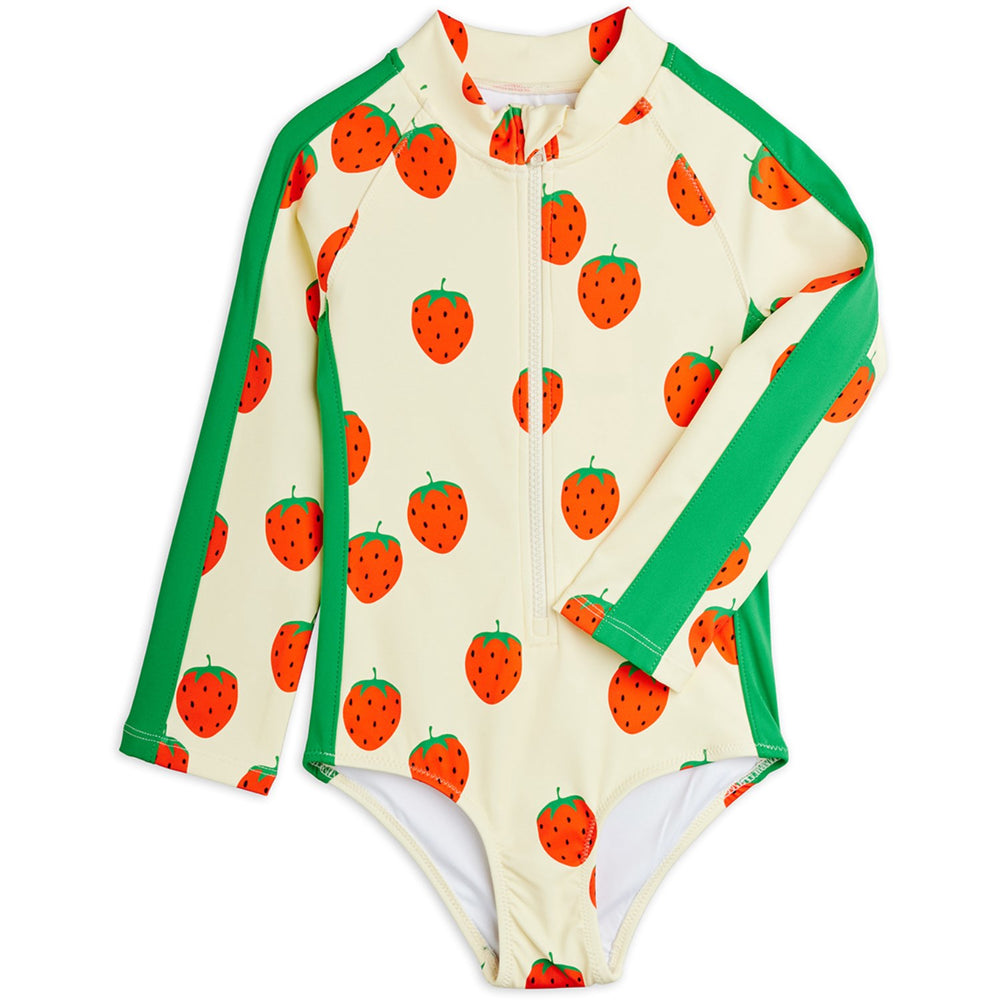 Køb Mini Rodini Off-white Strawberries AOP Ls Uv Badeheldragt