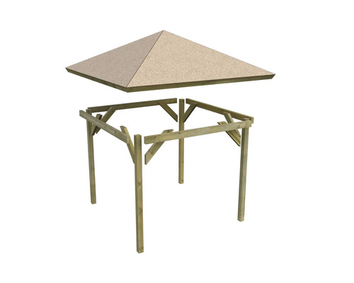 Karibu Ostrau paviljoen inclusief shingles, H-ankers 289 x 289 cm drukgeïmpregneerd