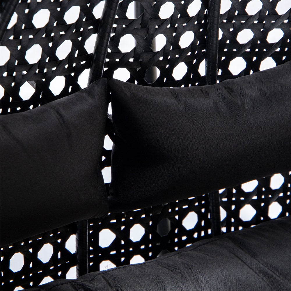HOME DELXUE - TWIN polyrattan hangstoel - alleen kussen, kleur: zwart
