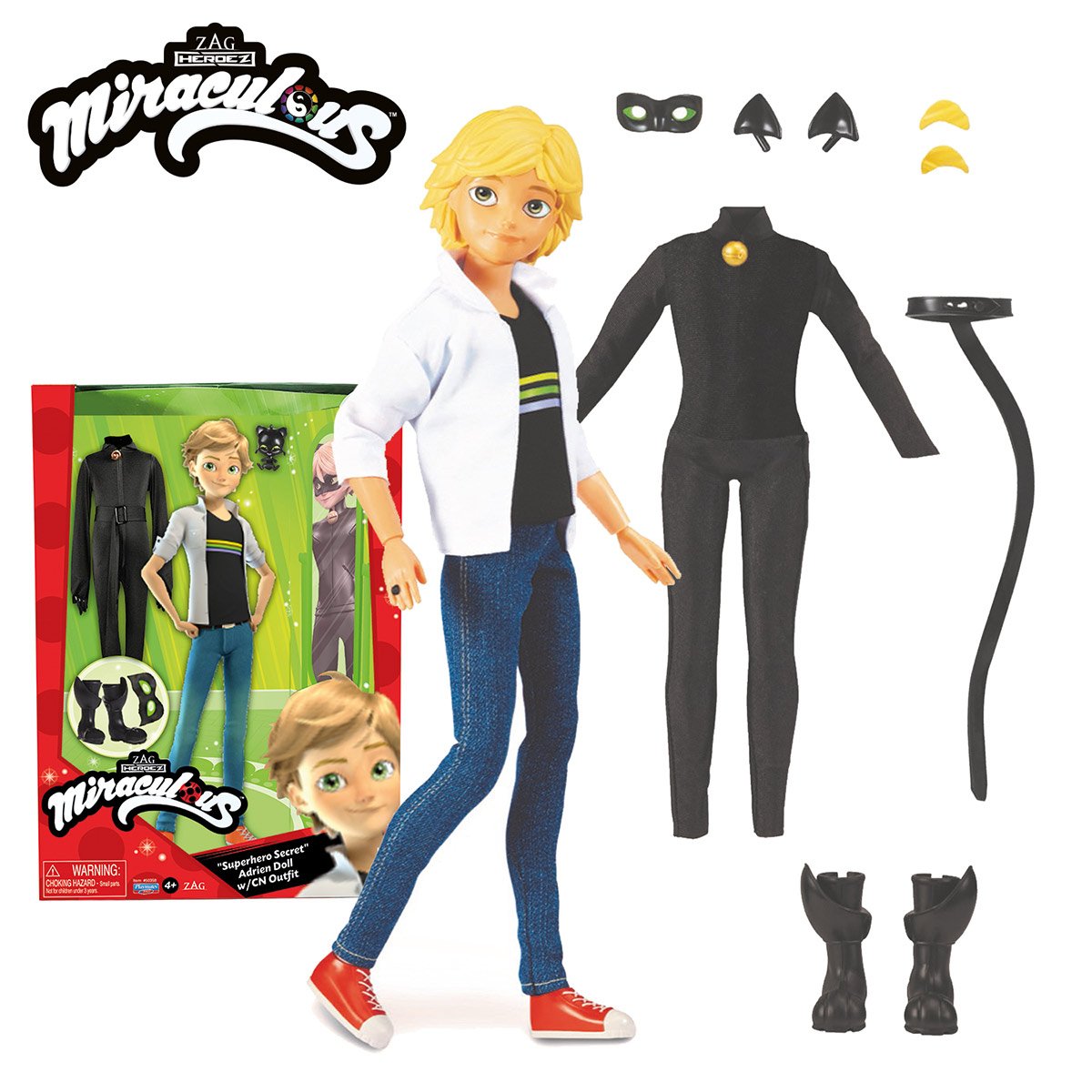 Miraculous - Poupée Adrien 26 cm et ses 2 tenues