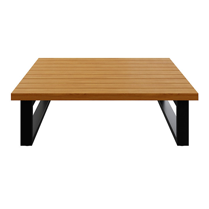 Table basse de jardin Moala en aluminium et bois coloris bois naturel L.80 x l.80 x H.23,5 cm
