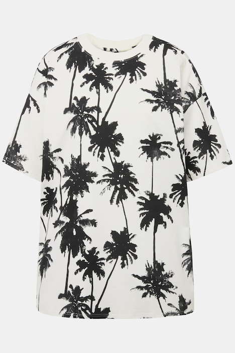 Oversize-Shirt, Palmenprint, Rundhals, Halbarm, Unisex