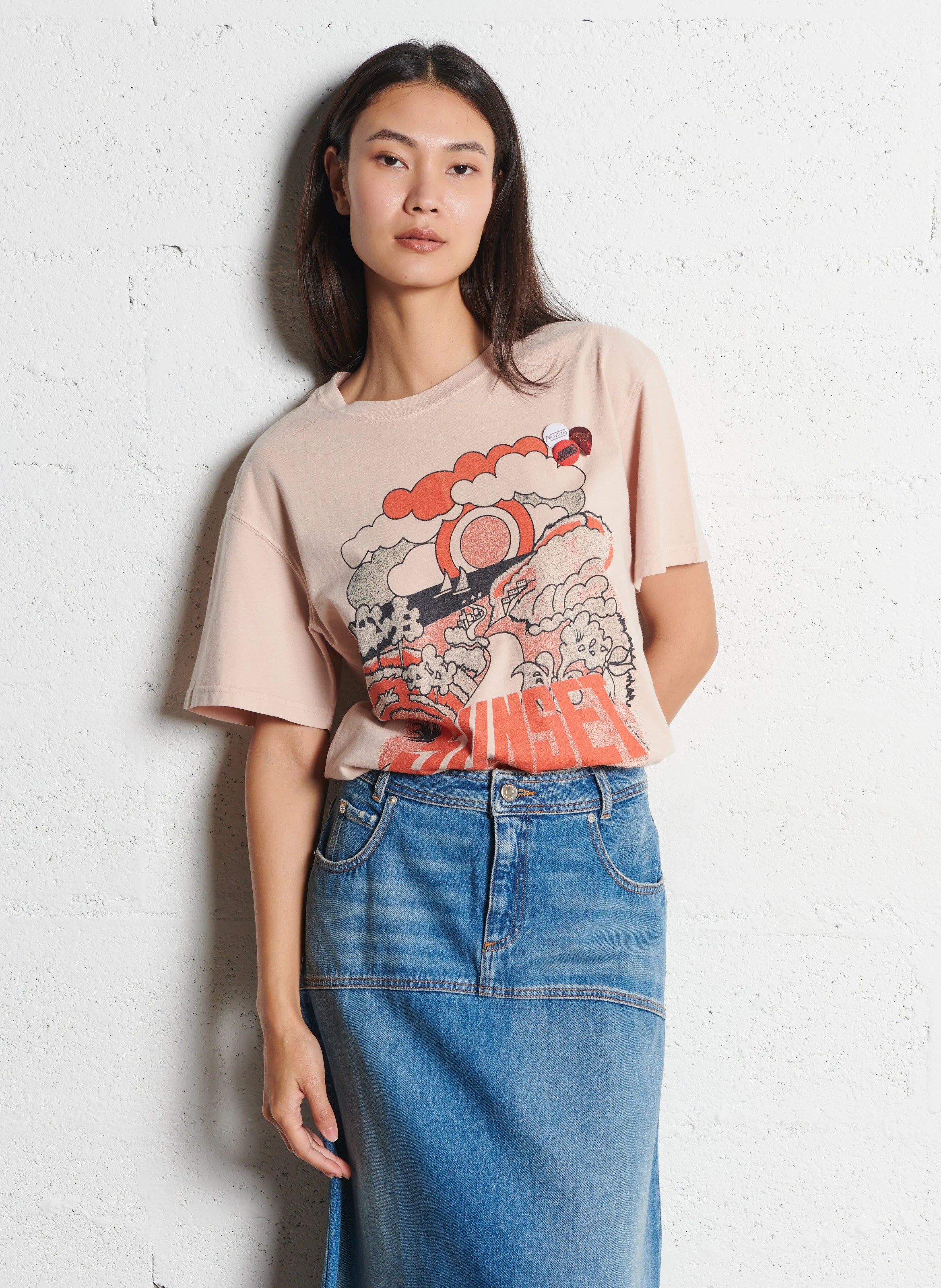TRUCKER PARK - Tee-shirt droit col rond sérigraphié en coton | Gris