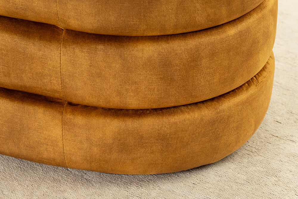 Extravagante Polsterbank VOGUE 115cm senfgelb Samt Sitzbank mit Stauraum