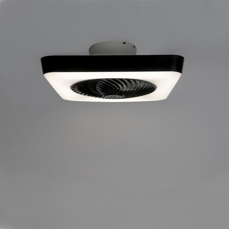 Plafondventilator vierkant zwart incl. LED dimbaar - Climo