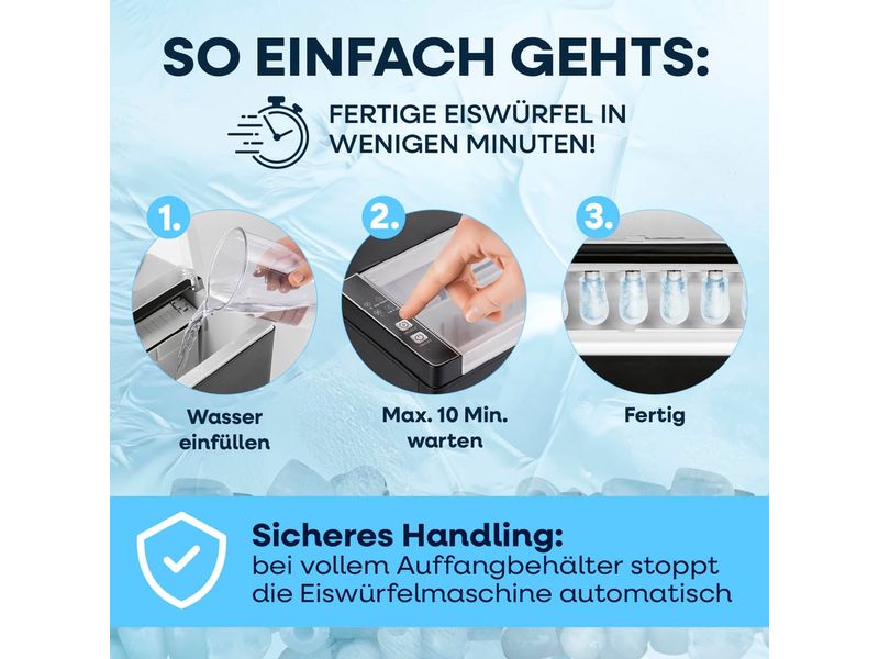 GOURMETmaxx Eiswürfelmaschine 12 kg/24h Eiswürfelmaschine mit Auffangkorb und Eisschaufel
