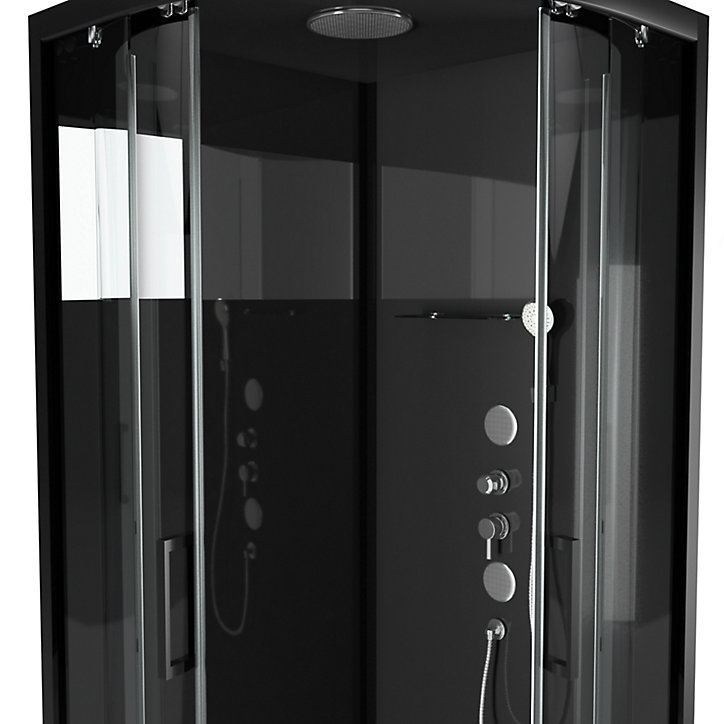 Cabine de douche circulaire noir Galedo Mirror 2 90 x 90 cm