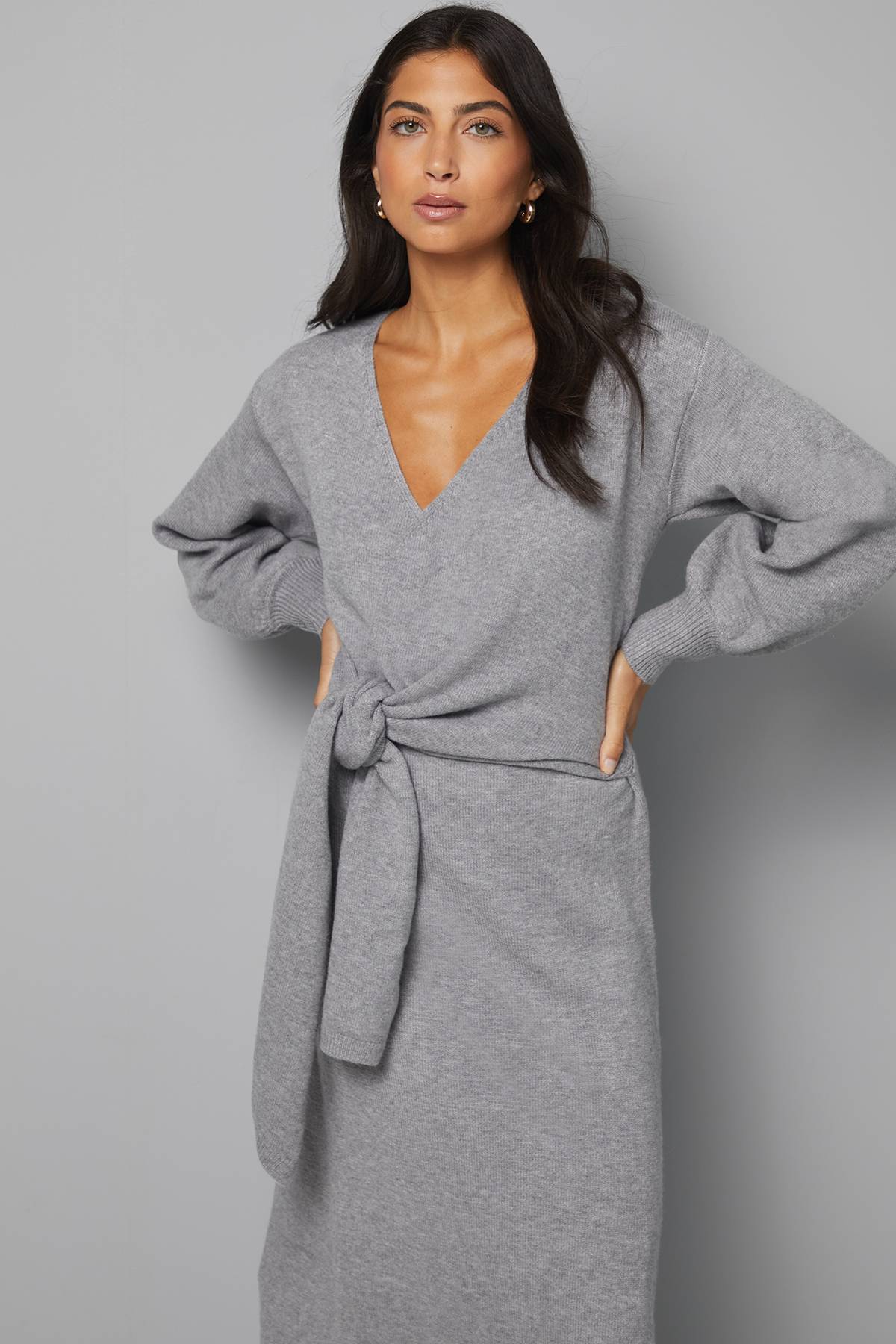 Wallis Robe Midi Tricotée Portefeuille Décontractée