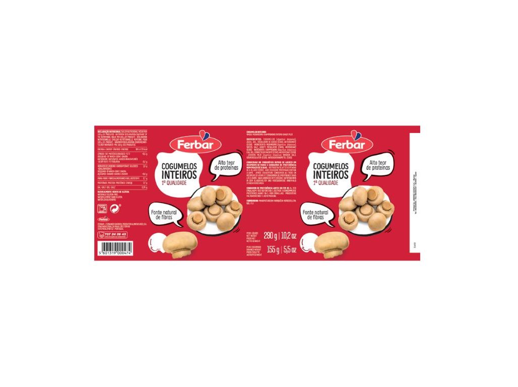 COGUMELOS INTEIROS FERBAR PACK OF. TOMATE FRITO 502G