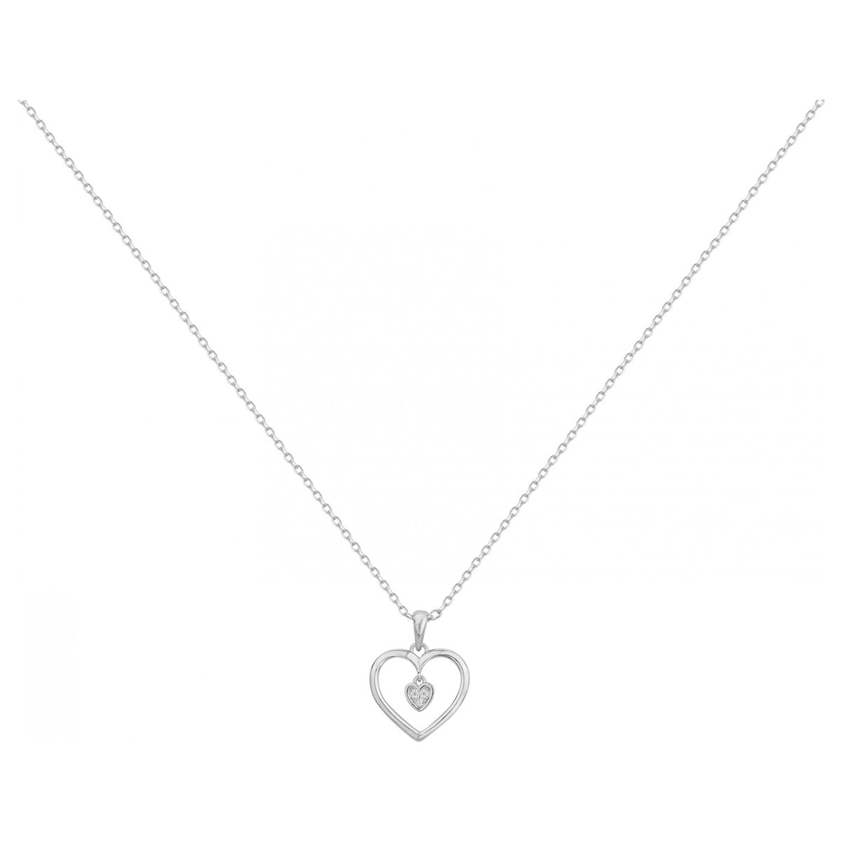 Collier mono-motif en Argent avec oxyde de zirconium blanc