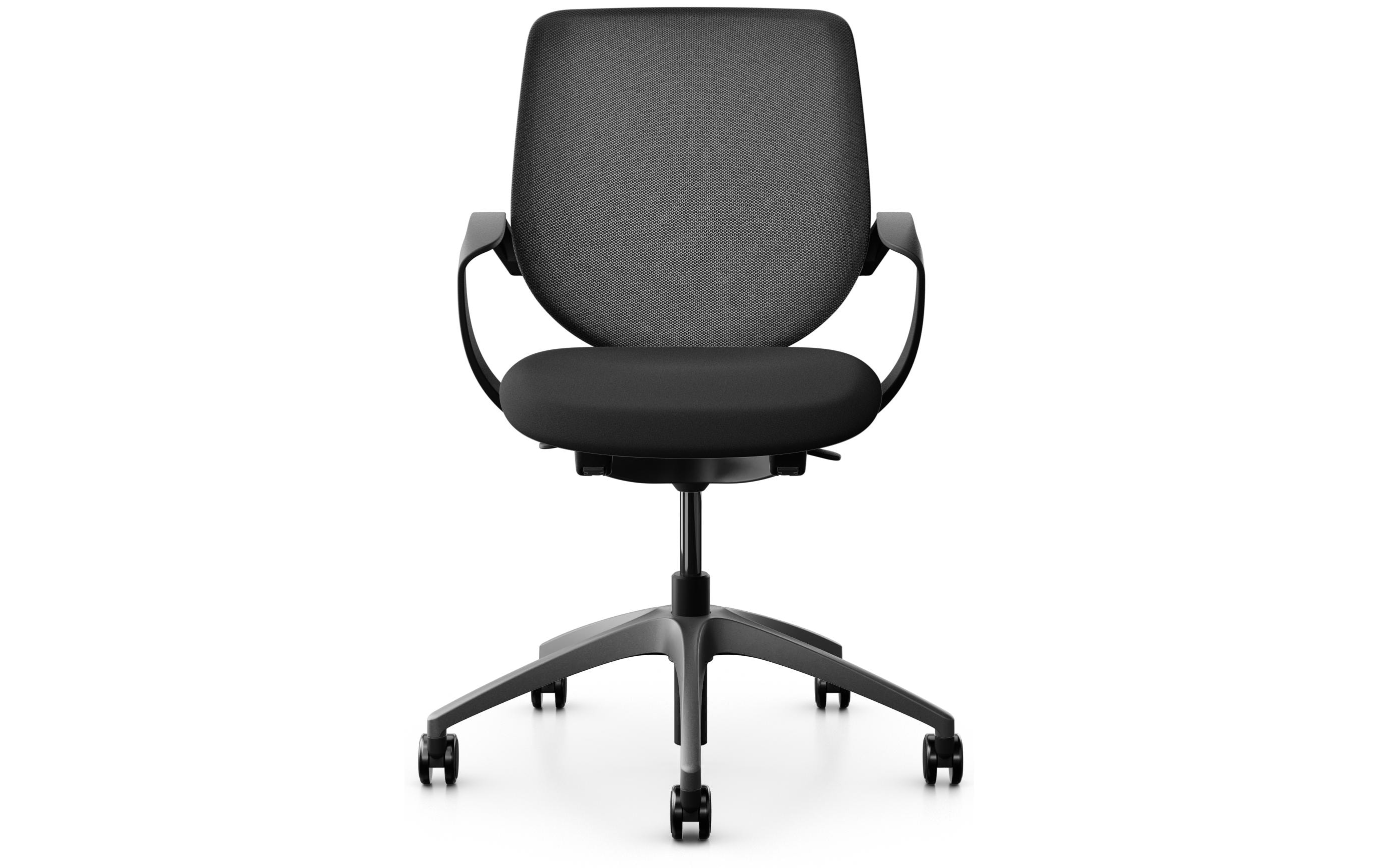 Bürostuhl 313 mit Netzrücken und Armlehnen, Schwarz<br>Arbeitsstuhl für gesundes, ergonomisches Sitzen