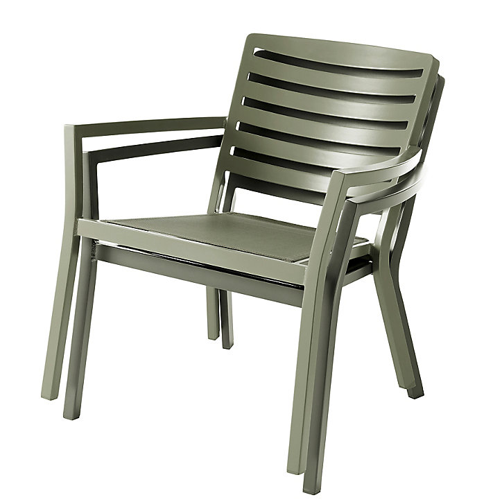 Fauteuil de jardin GoodHome Mikyo en aluminium - Coloris vert kaki - Hauteur 75 cm