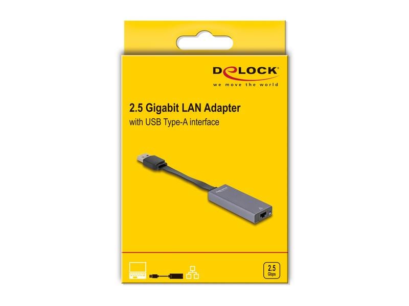 Delock Netzwerk-Adapter USB Typ-A - RJ45, 2.5 Gbps Delock USB Typ-A Adapter zu 2.5 Gigabit LAN slim