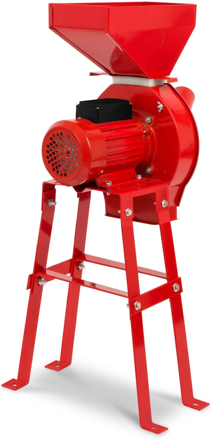 EBERTH Elektrische Getreidemühle mit Starkem 1100 Watt Elektromotor, Durchsatzmenge 240 kg/h, Schrotmühle mit Scharfer Edelstahlklinge, Vier Sieben und Untergestell, Zerkleinerer für Getreide