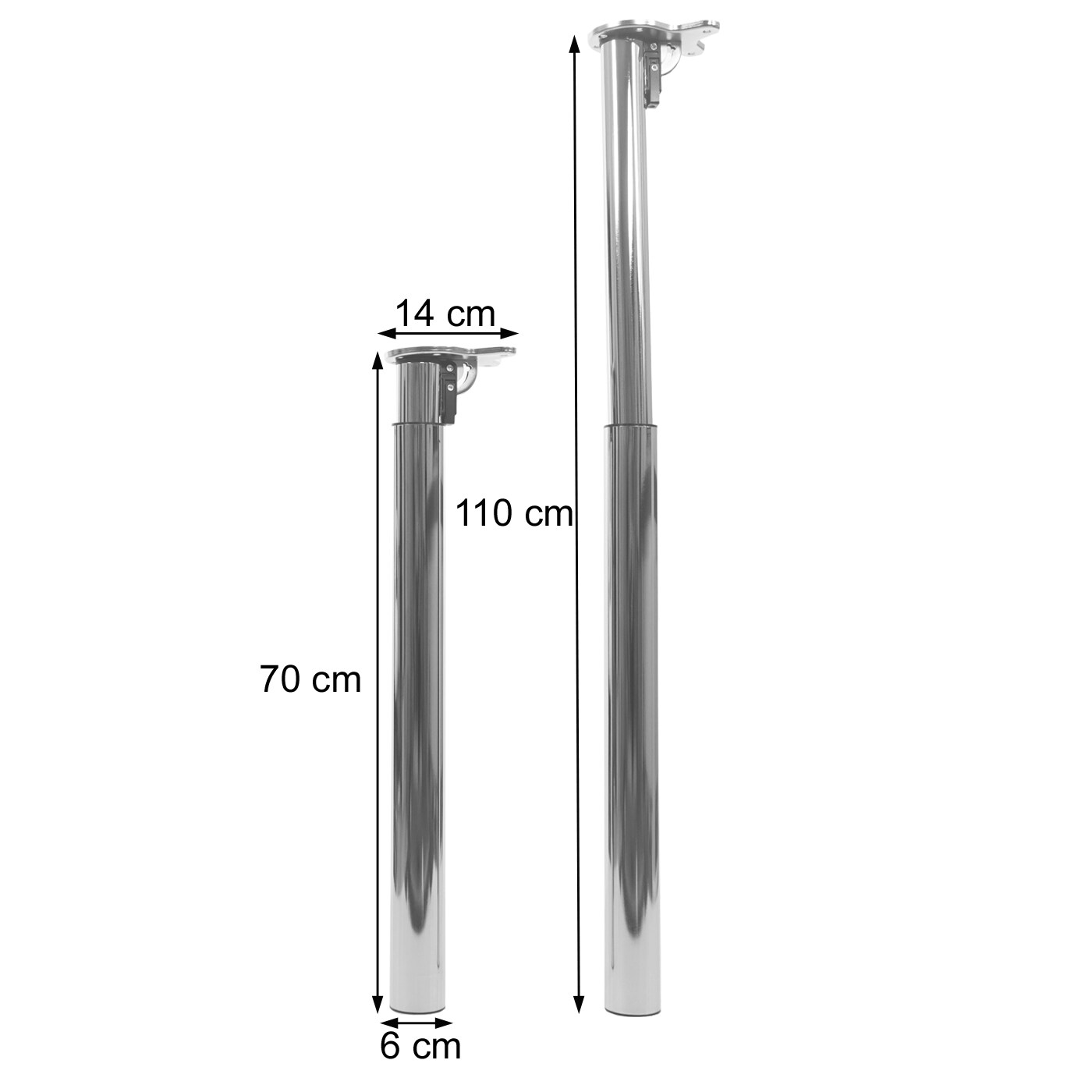 4er-Set Tischbein MCW-H35, für Schreibtisch Esstischfuß, klappbar Drehmechanismus höhenverstellbar 70-110cm ~ weiß