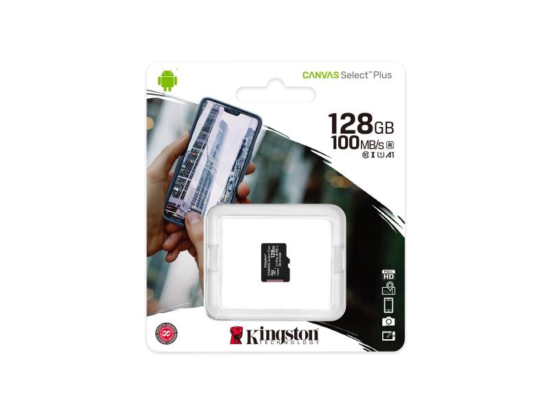 Kingston microSDXC-Karte Canvas Select Plus 128 GB SD-Karte, Class 10 U1 UHS-I V10, 128 GB