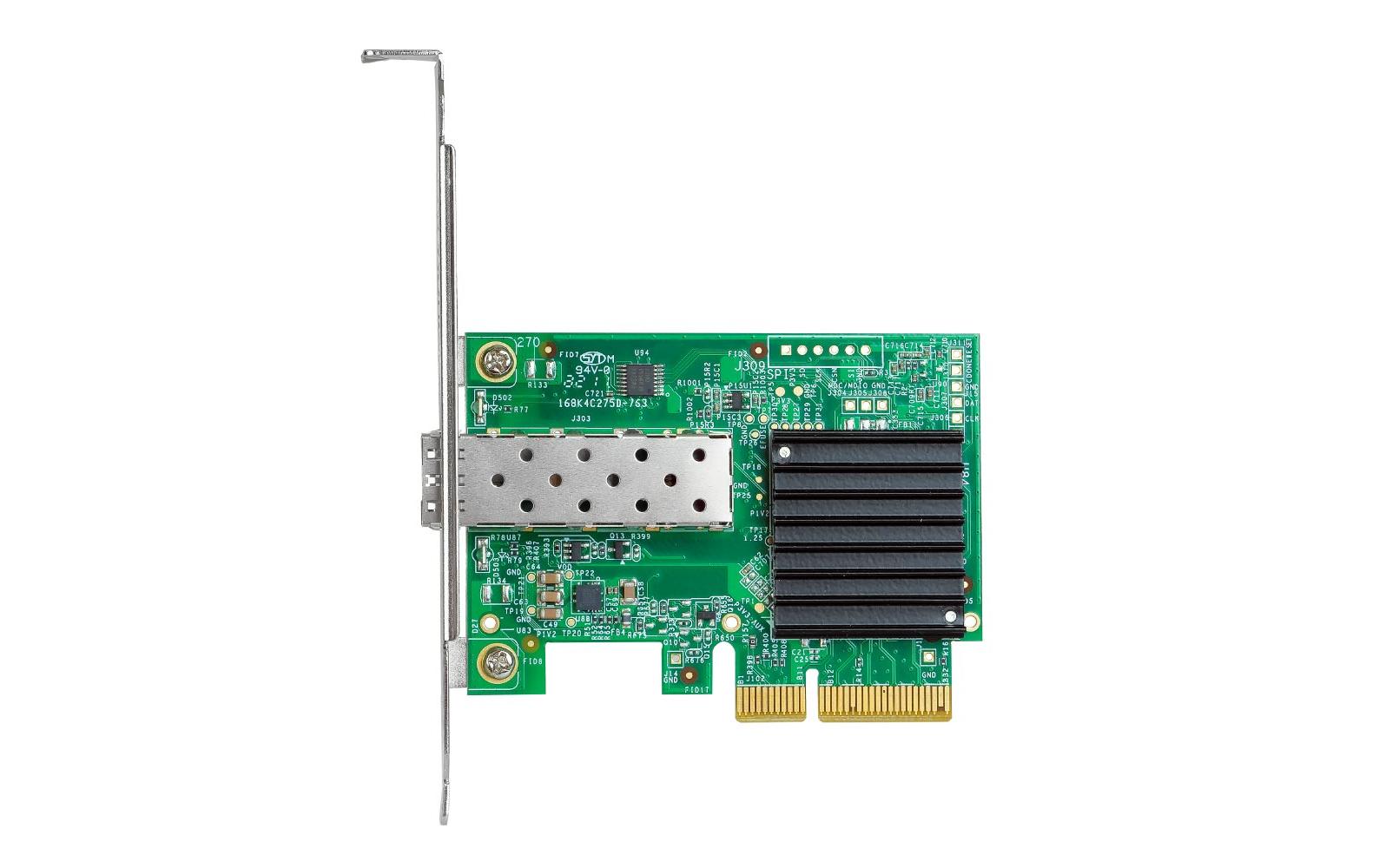 EN-9320SFP+ V2 PCI-Express x4<br>Edimax EN-9320SFP+, Eingebaut, Kabelgebunden, PCIe, Faser, 10000 Mbps, Grün, Silber