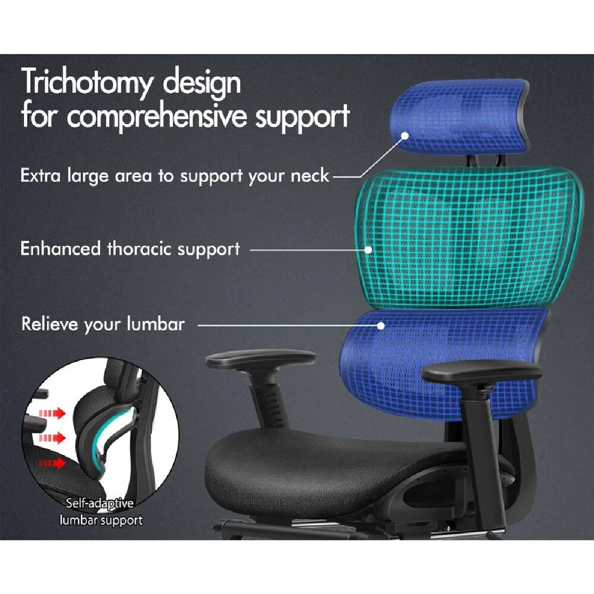 Alfordson Chaise Bureau Ergonomique en Maille