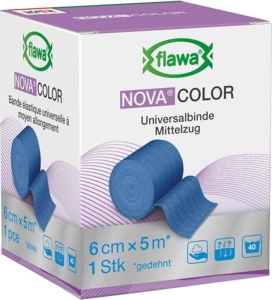 Flawa Nova Color elastische Binde blau 6 cm x 5 m