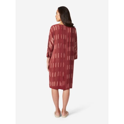 Damen-Seidenkleid gemustert, Mattrot