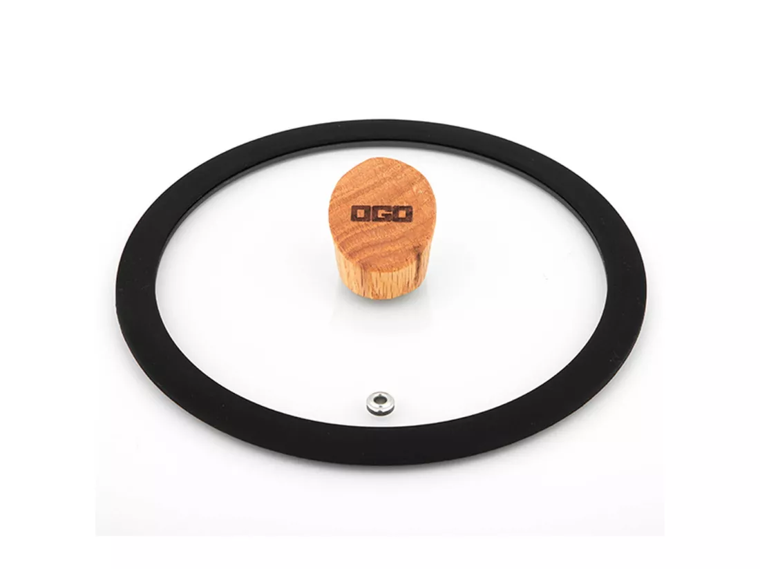 Ogo Living - Couvercle Ector 18cm En Verre Avec Poignee En Bois