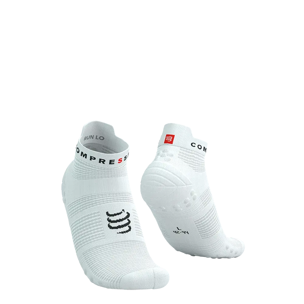 Compressport Pro Racing v4.0 Run Low Compressiesokken Wit/Zwart