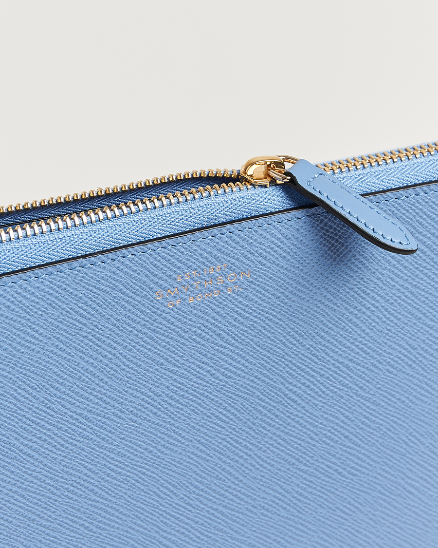 Smythson Panama Small Laptop Case Nile Blue