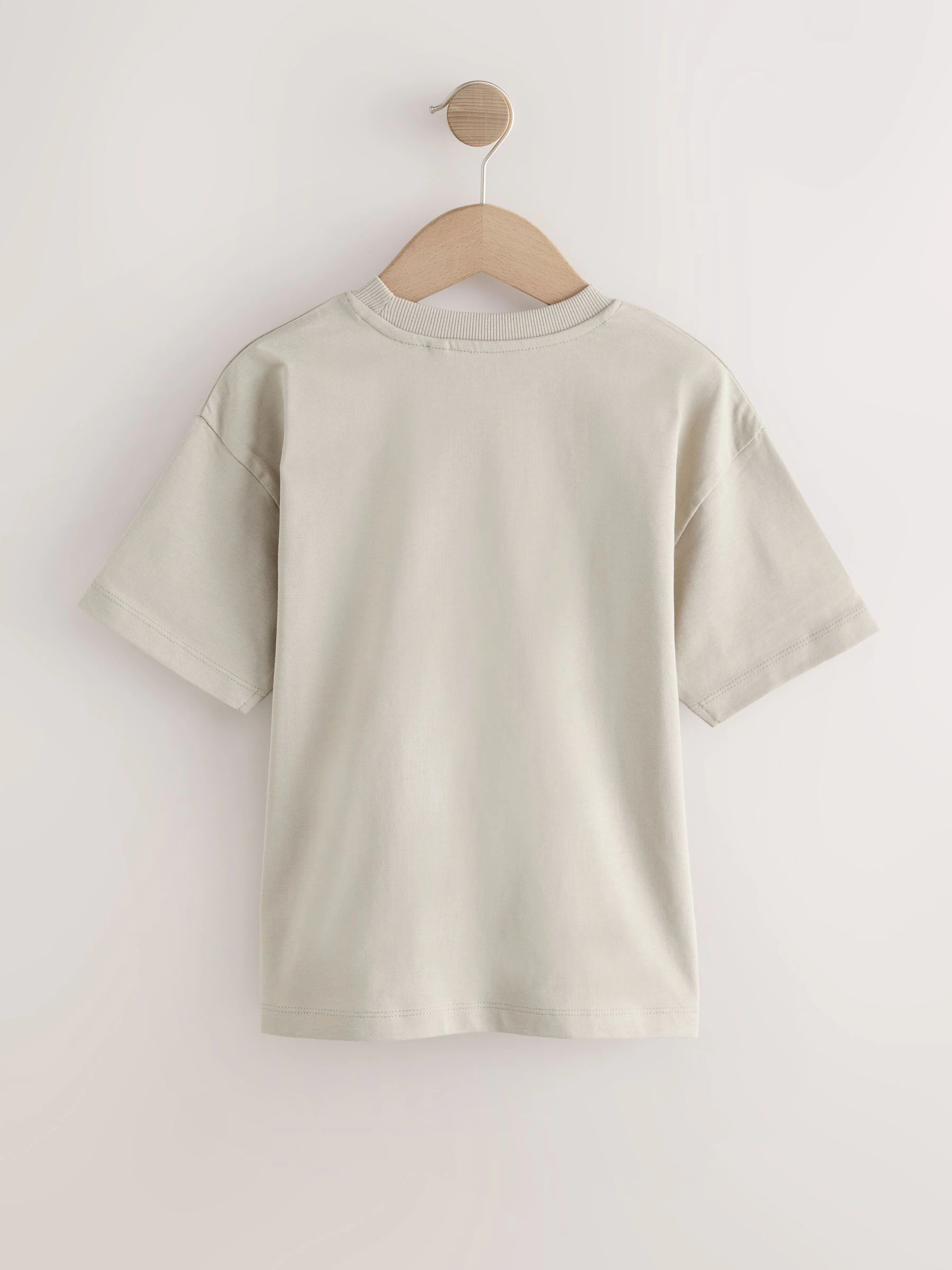 Kiezelkleurig/oranje schedel - Ruimvallend T-shirt met print en korte mouwen (3-16 jr)