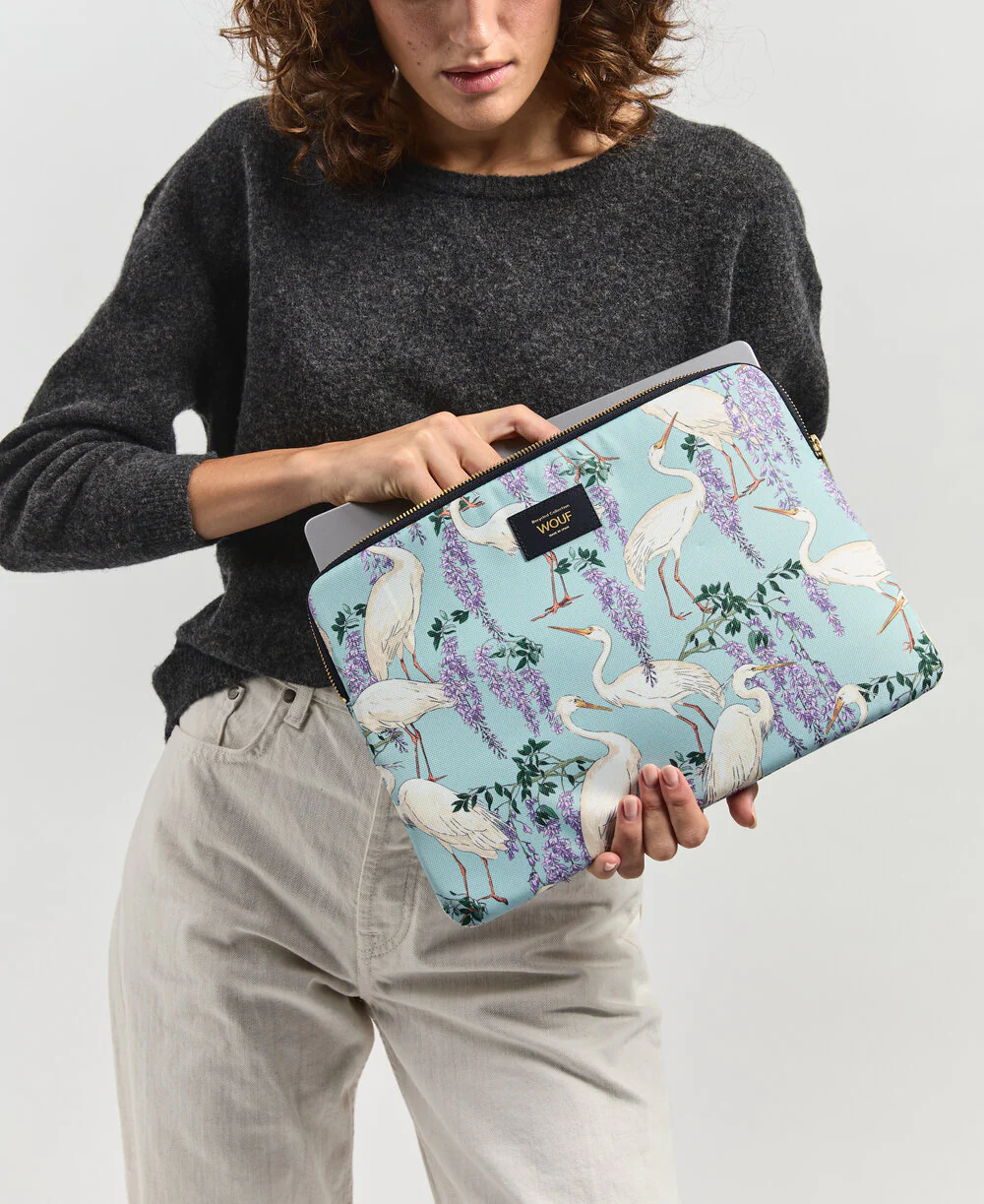 Wouf  Heron computer Sleeve, 13/14 - Green/Purple