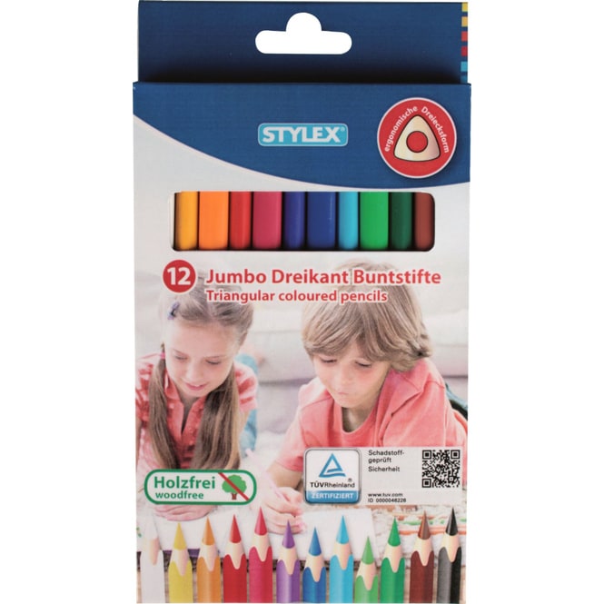 Stylex - 12 Jumbo Dreikant Buntstifte