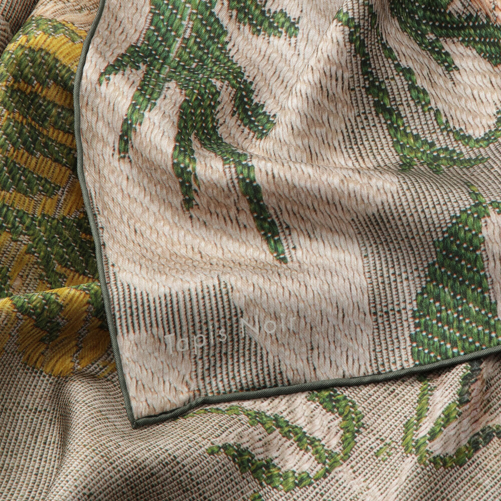 Tapis Noir  Classical Flower silketørklæde - grøn