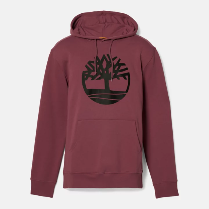 Moletom com capuz Timberland Tree Logo para homens na cor bordô.