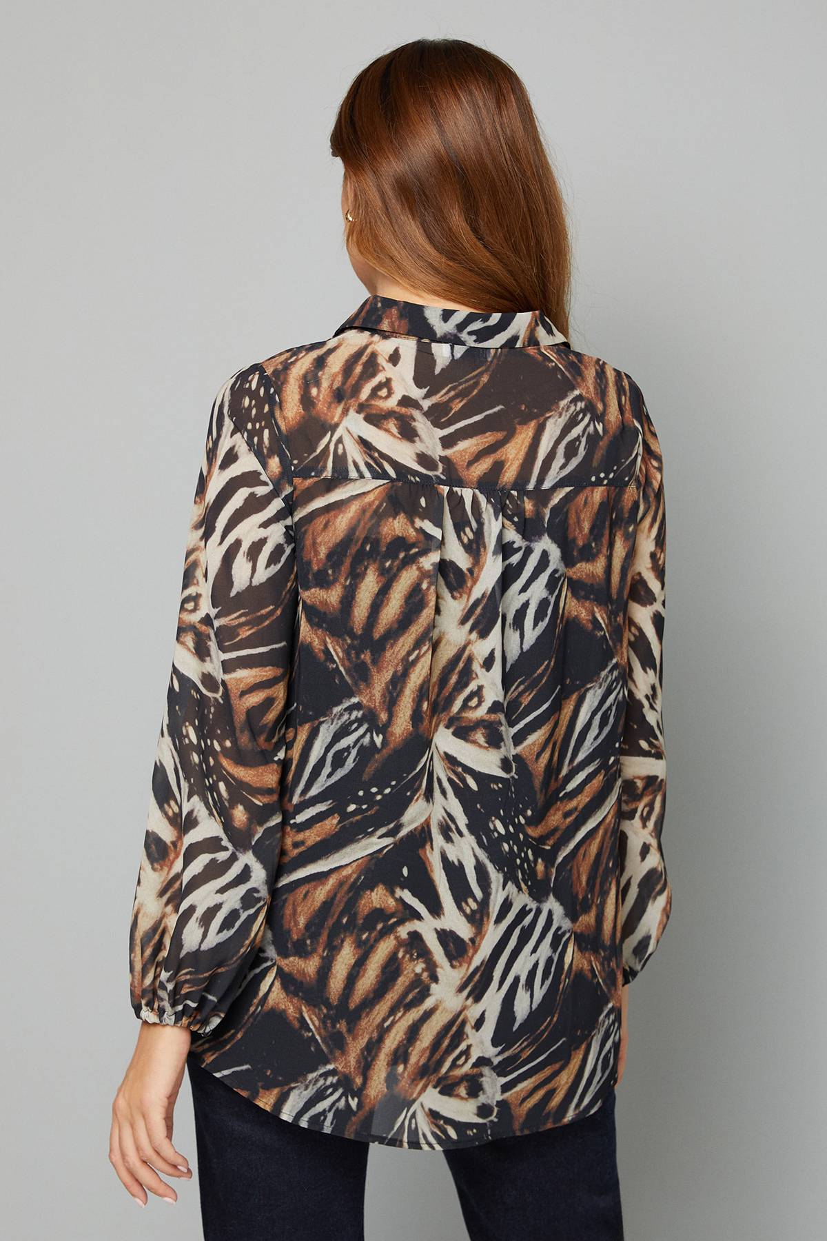 Wallis Chemise Longue à Imprimé Animal Abstrait avec Ourlet Haut-Bas