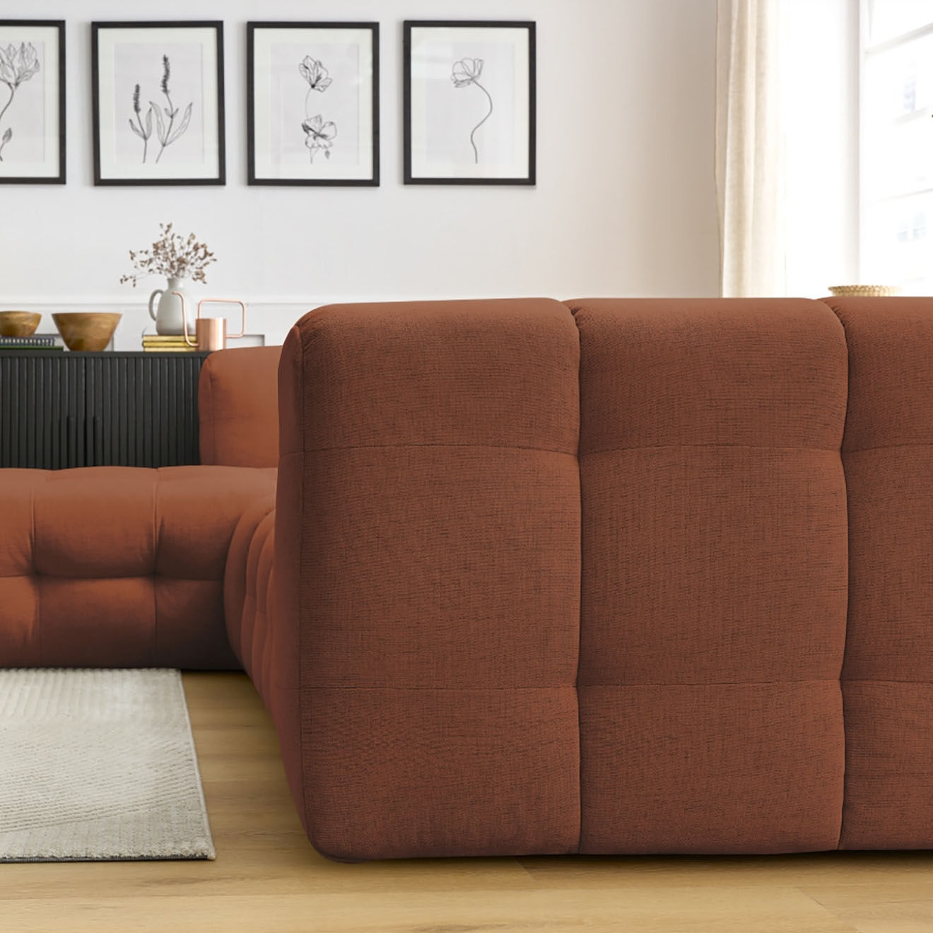 Bobochic Canapé d'angle gauche cloud orange - 288x184x75 cm