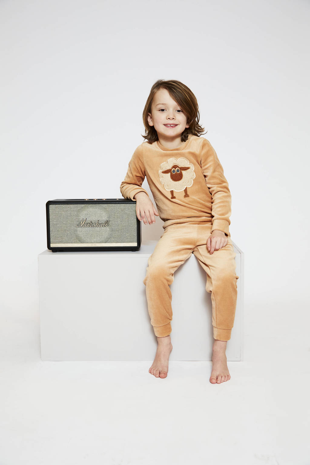 Charlie Choe pyjamaset fluweel oranjebruin
