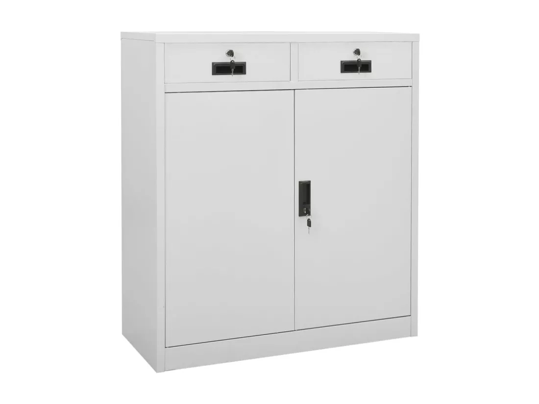 Armoire de bureau Gris clair 90x40x102 Acier 2