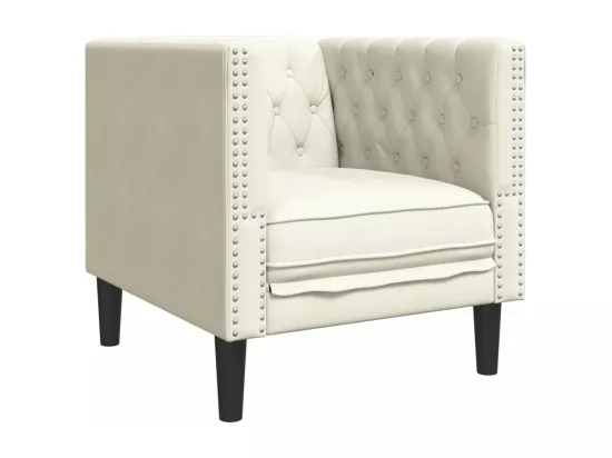 Ensemble de canapé Chesterfield 3 pièces crème similicuir