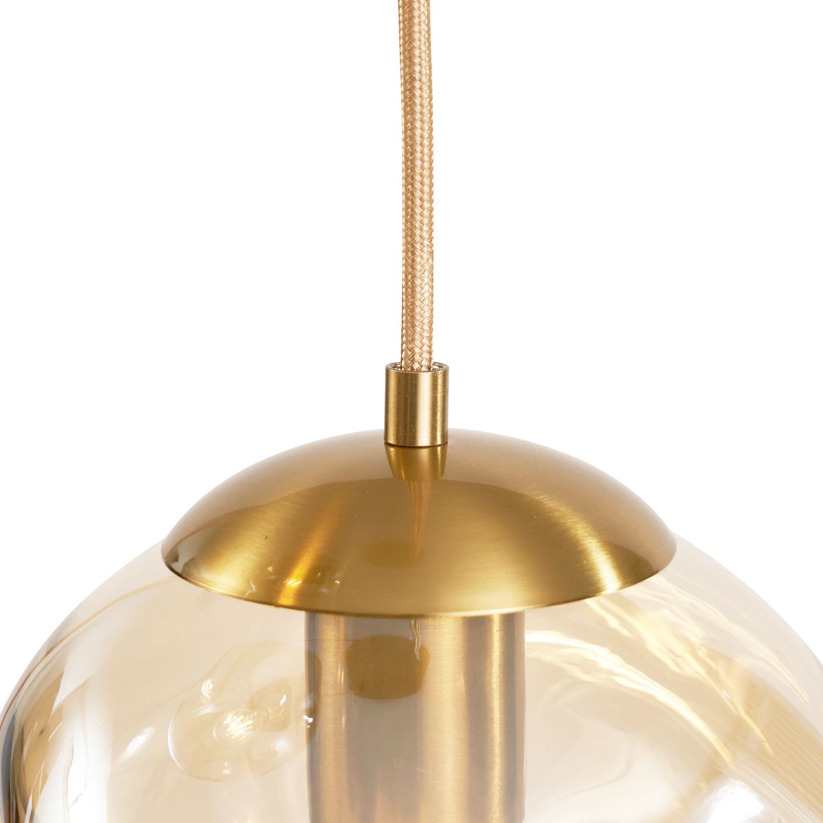 Art deco hanglamp messing met amber glas 3-lichts - Douglass