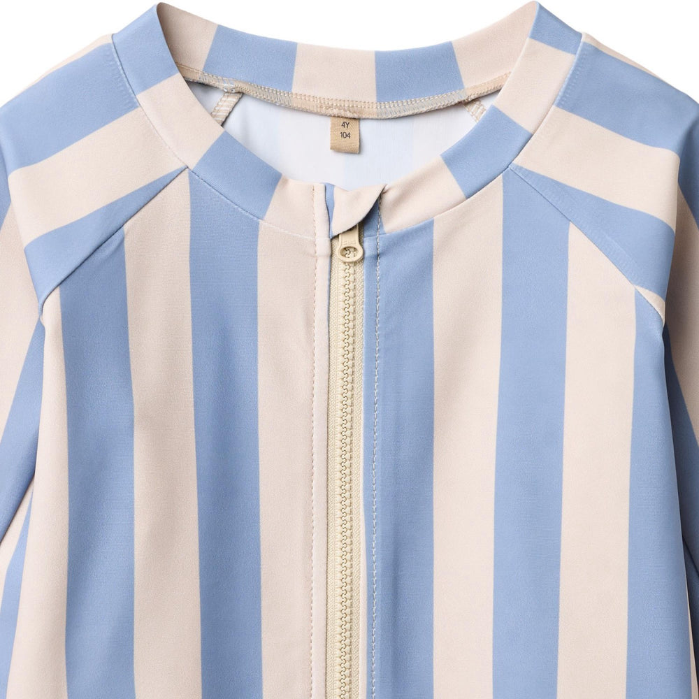 Køb Wheat Bold Blue Stripe Swim T-shirt L/S Zip Ada