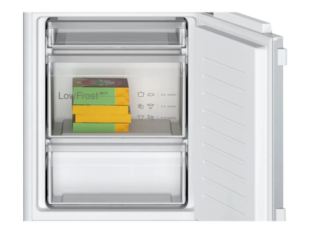 Bosch Serie | 4 KIV86VFE1 - Køleskab/fryser - bund-fryser - til indbygning - niche - bredde: 56 cm - dybde: 55 cm - højde: 177.5 cm - 267 liter - Klasse E - Fladhængsel