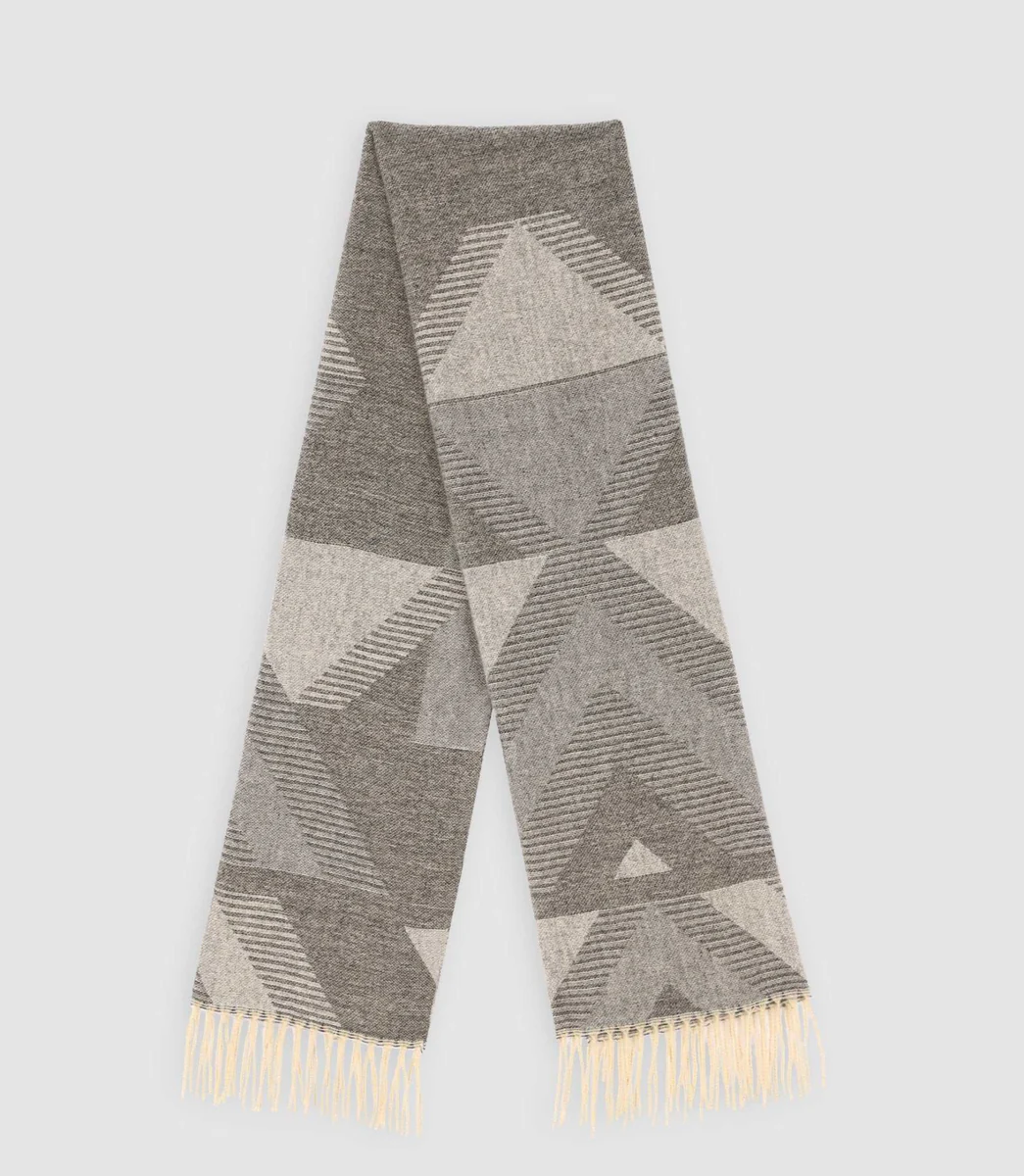 Echarpe à motif géométrique avec franges grise YILIKE