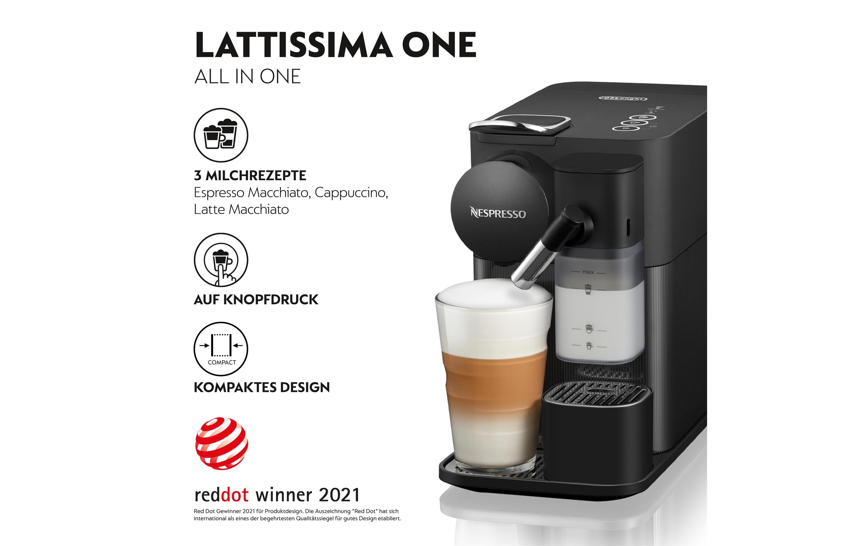 Kaffeemaschine Nespresso New Lattissima One EN510.B Schwarz<br>All-in-one Kapselmaschine der Original Line für Espresso, Lungo, Cappucino und Latte Macchiato