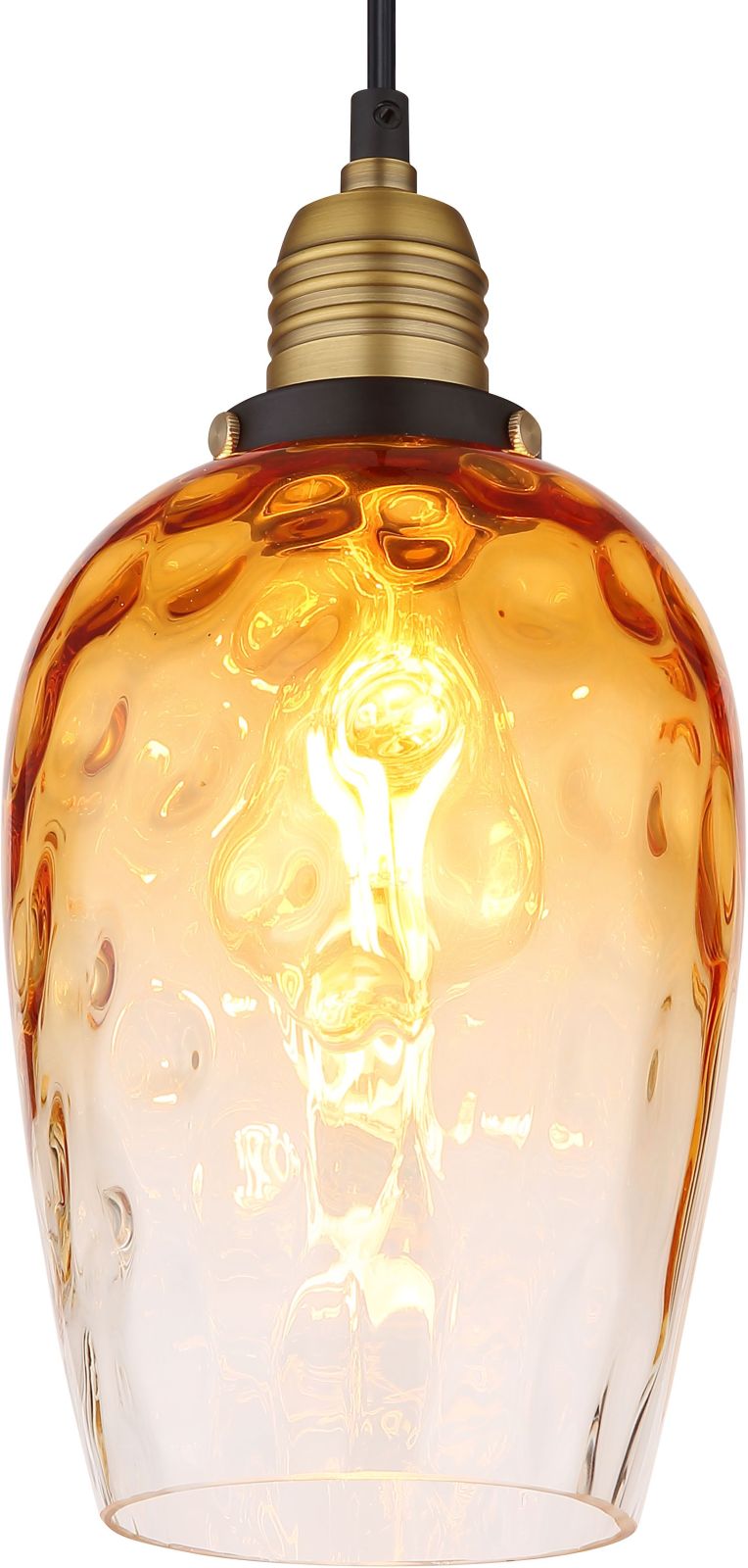 Hängeleuchte - schwarz matt - amber - Glas - Ø 15 cm