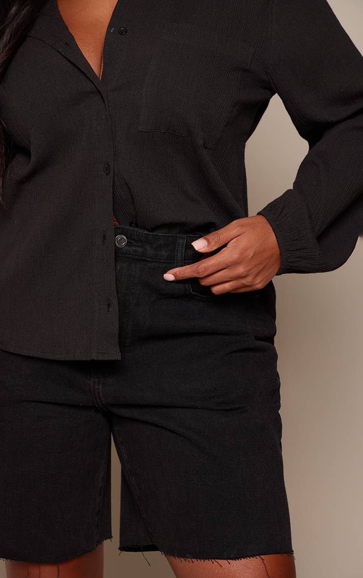 Noir Délavé Short En Denim Boyfriend Grande Taille