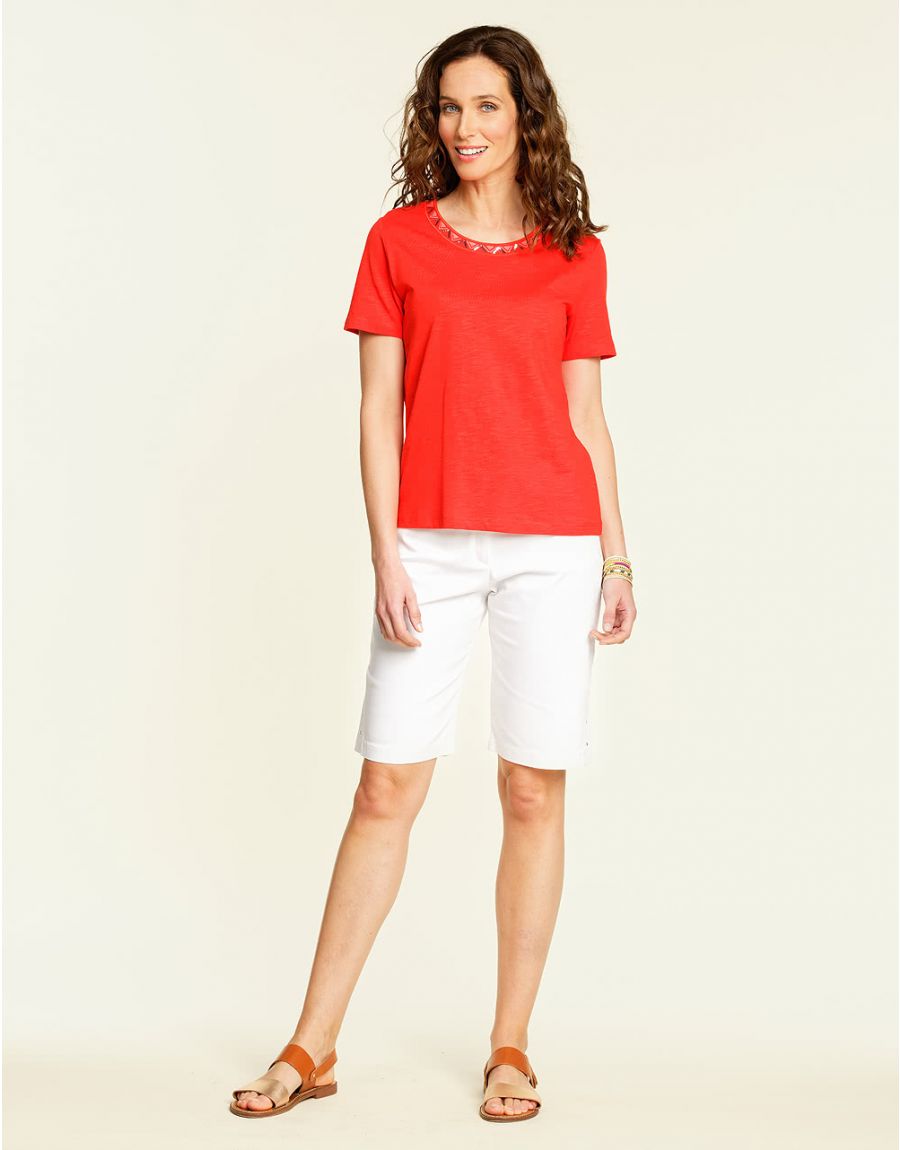 T-shirt orange col rond