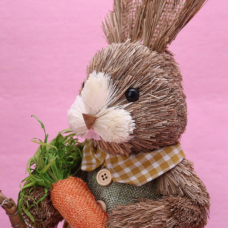 (32x13cm) Stroh Hase Oster Dekoration Osterhase mit Karotte