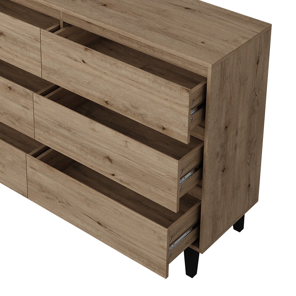 Vicco Sideboard Bahia Eiche 139 x 92 cm mit 6 Schubladen